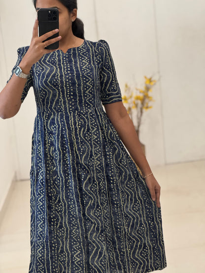 Bandhani Printed Rayon Umbrella Kurti