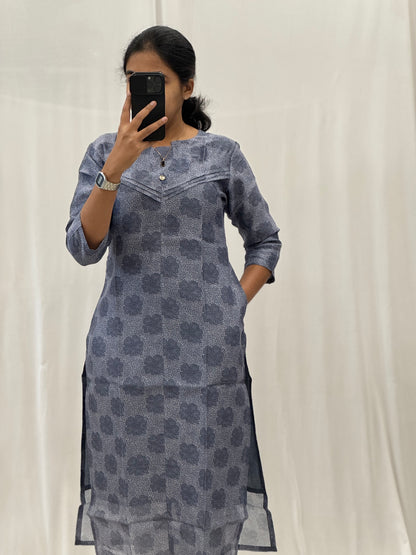 Chanderi Cotton Straight Kurti