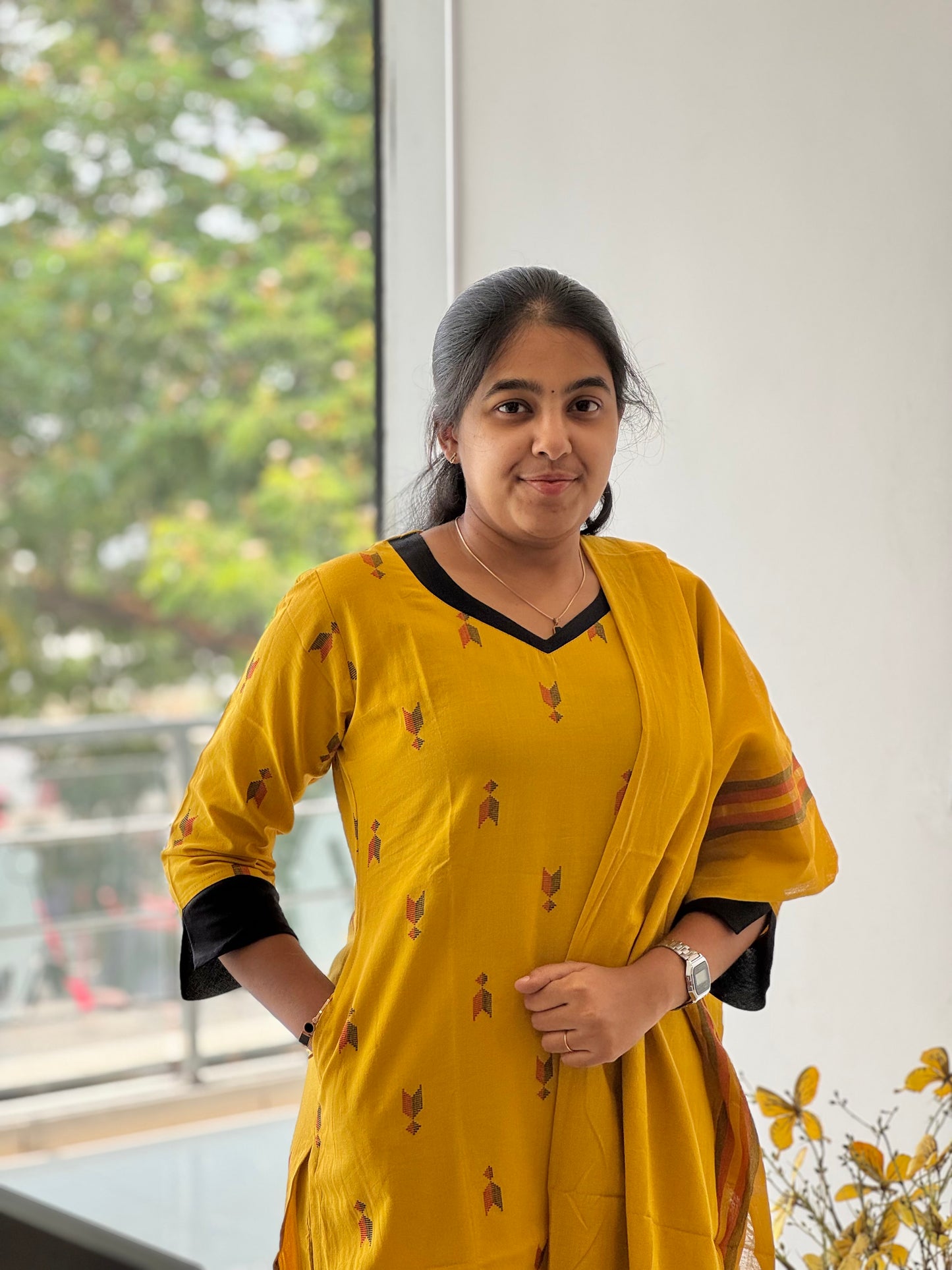 Mustard Gold Handloom Cotton 3 Piece Set