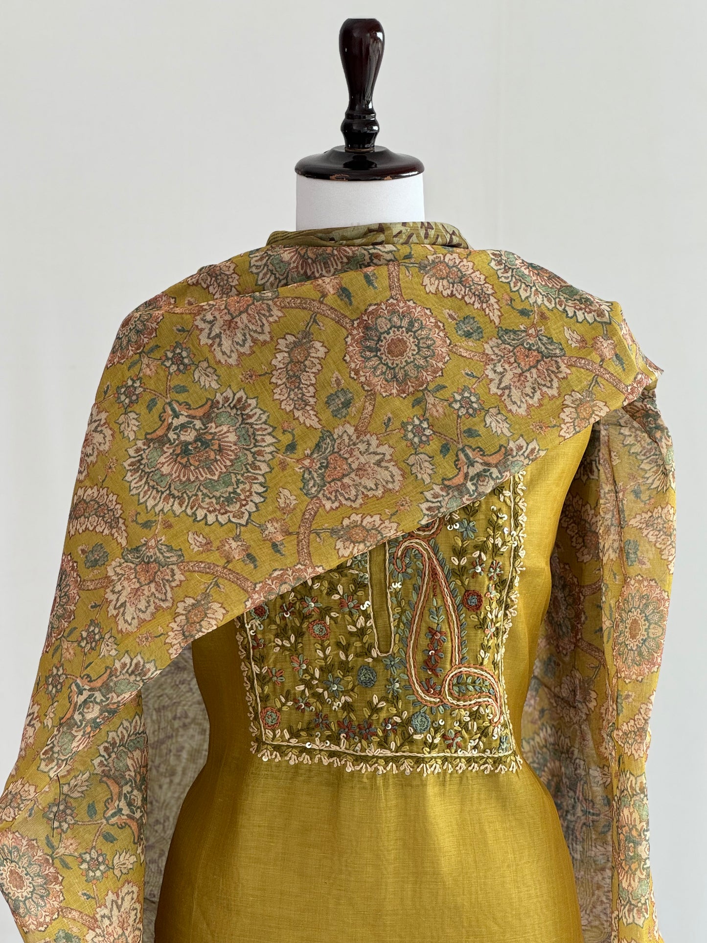 Hand-Embroidered Tissue Linen Suit