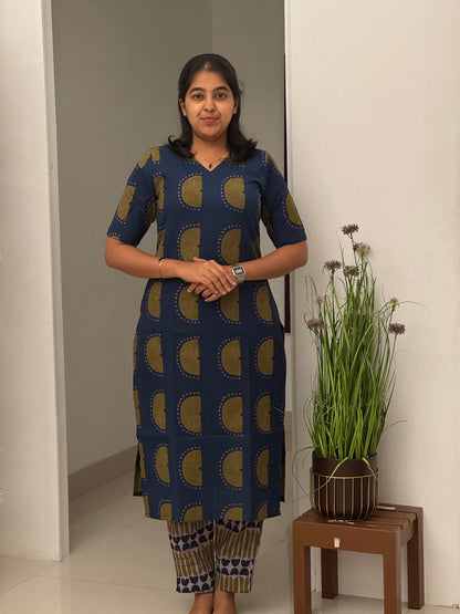 Blue & Green Cotton Co-Ord Set