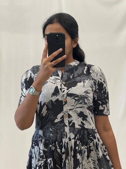 Black Cotton Two Tier Maxi