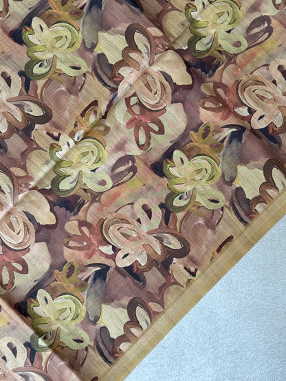 Brush Paint Printed Tissue Chanderi Saree