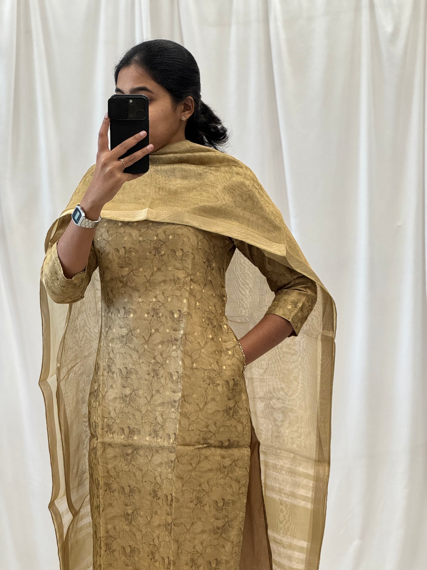 Abstract Tissue Kurti with Dupatta