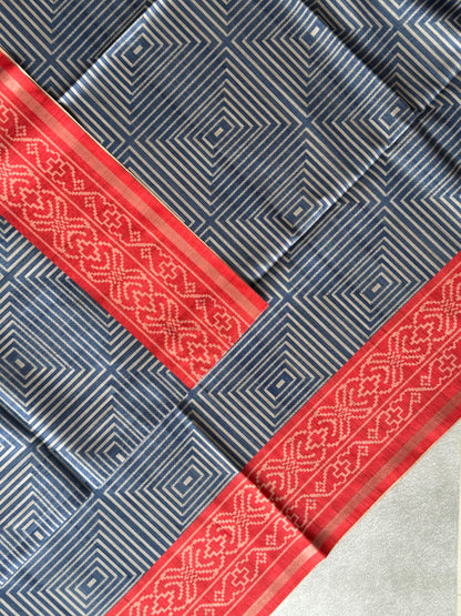 Geometric Printed Semi Tusser Saree