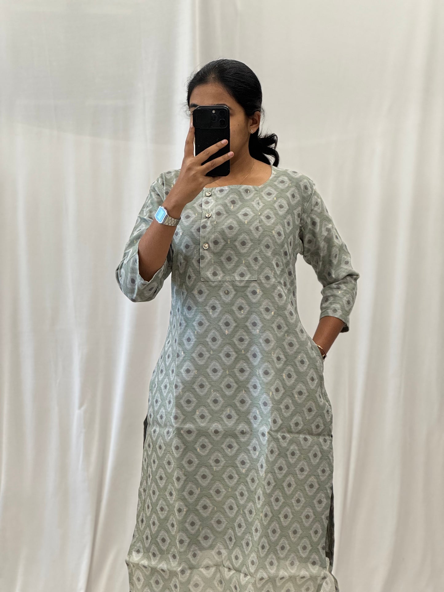 Chanderi Cotton Staright Kurti