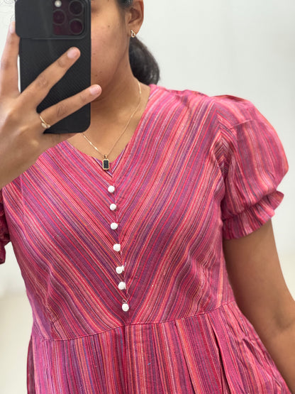 Cotton Pompom Umbrella Kurti