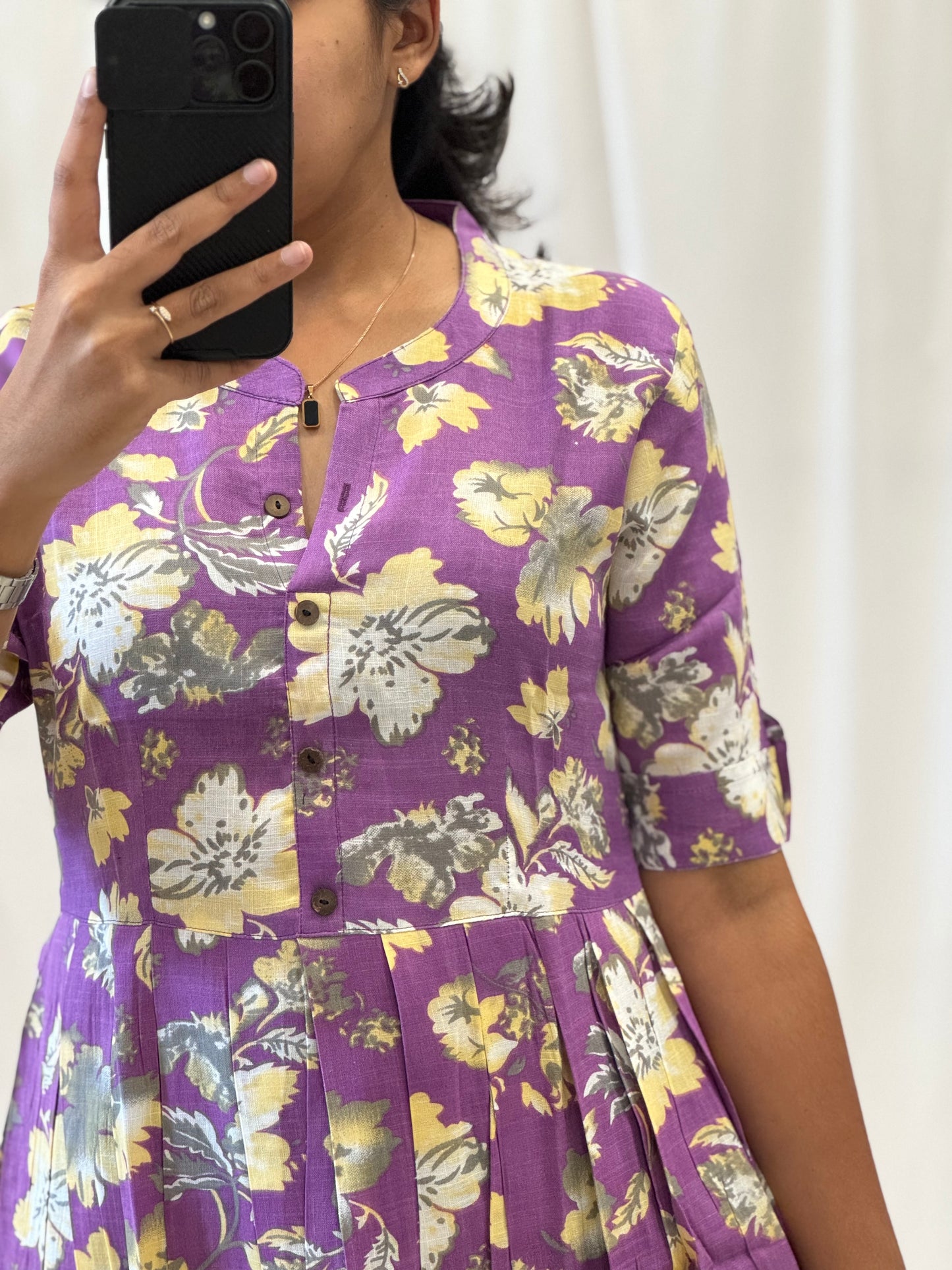 Cotton Umbrella Kurti with Chinese Collar