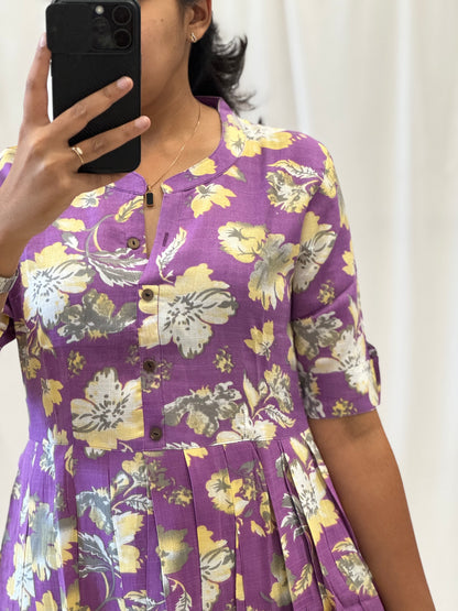 Cotton Umbrella Kurti with Chinese Collar