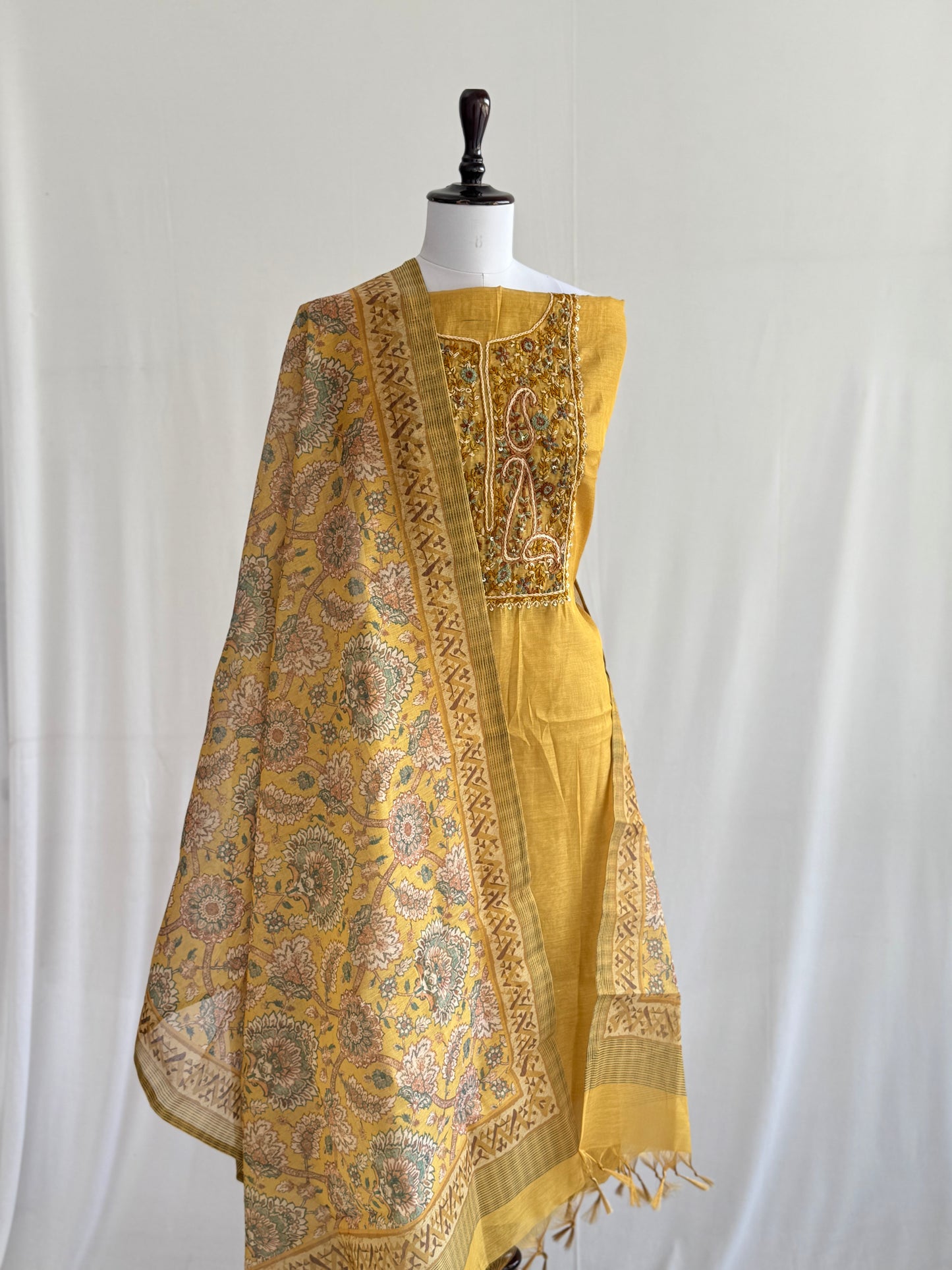 Hand-Embroidered Tissue Linen Suit