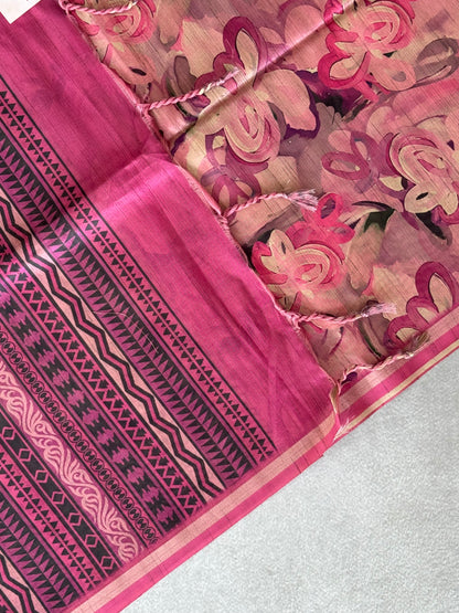 Brush Paint Printed Tissue Chanderi Saree