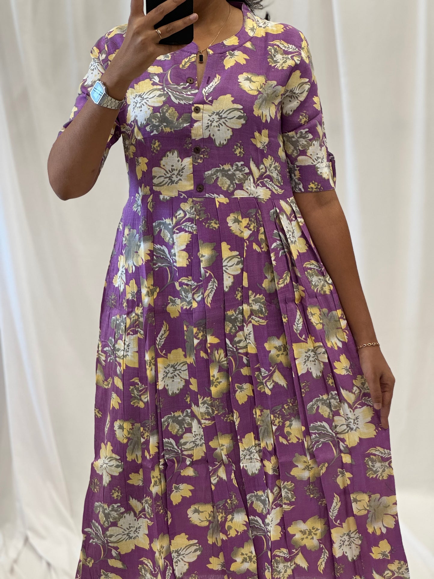 Cotton Umbrella Kurti with Chinese Collar