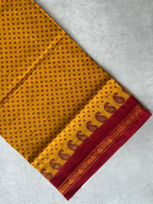 Block Printed Sungudi Saree