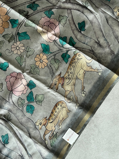 Pichwai Printed Semi Tusser Saree