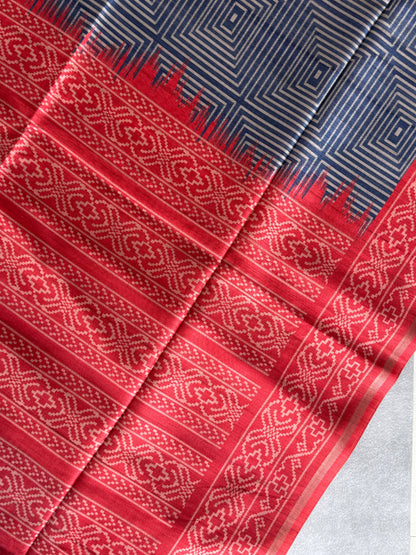 Geometric Printed Semi Tusser Saree