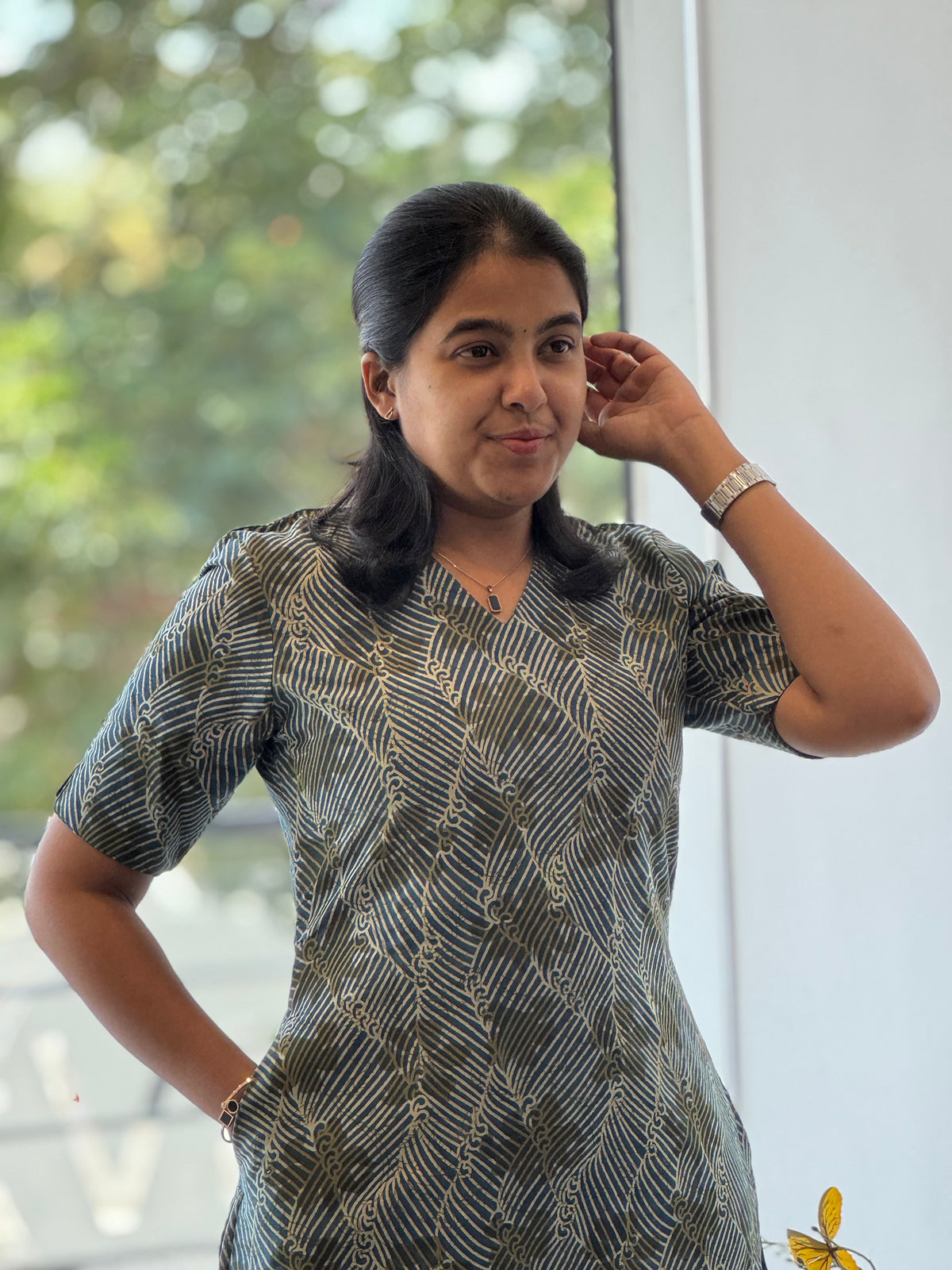Dark Blue Handblock Cotton Kurti