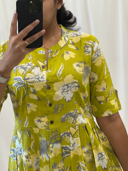 Cotton Umbrella Kurti with Chinese Collar