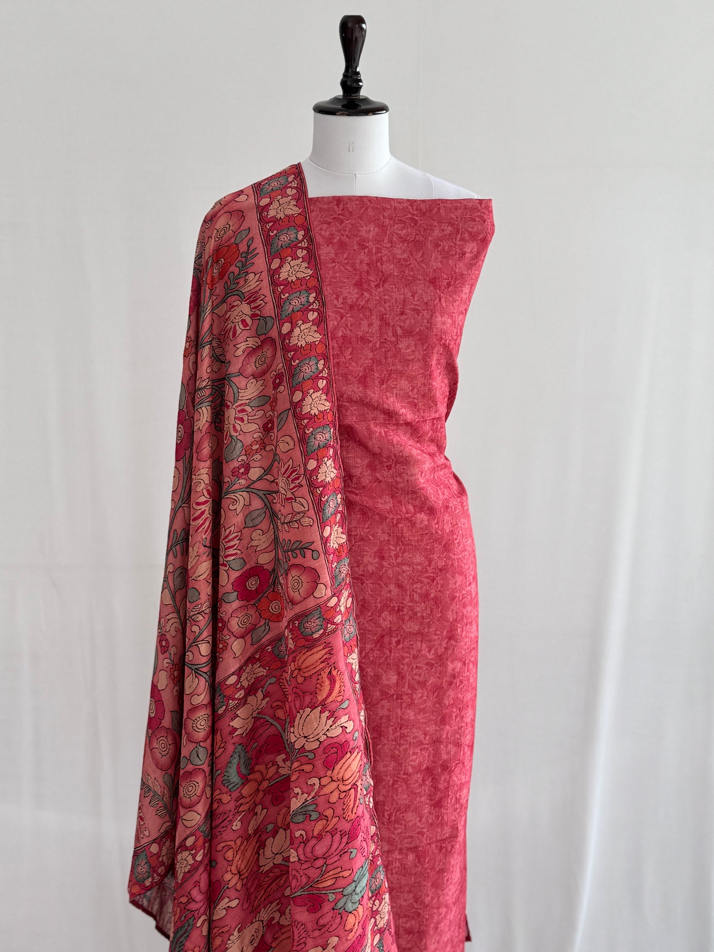Ghicha Tussar Silk Suit with Kalamkari Dupatta