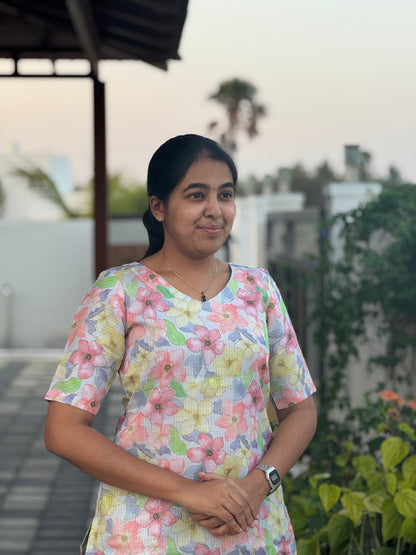 Mild Floral Kota Kurti