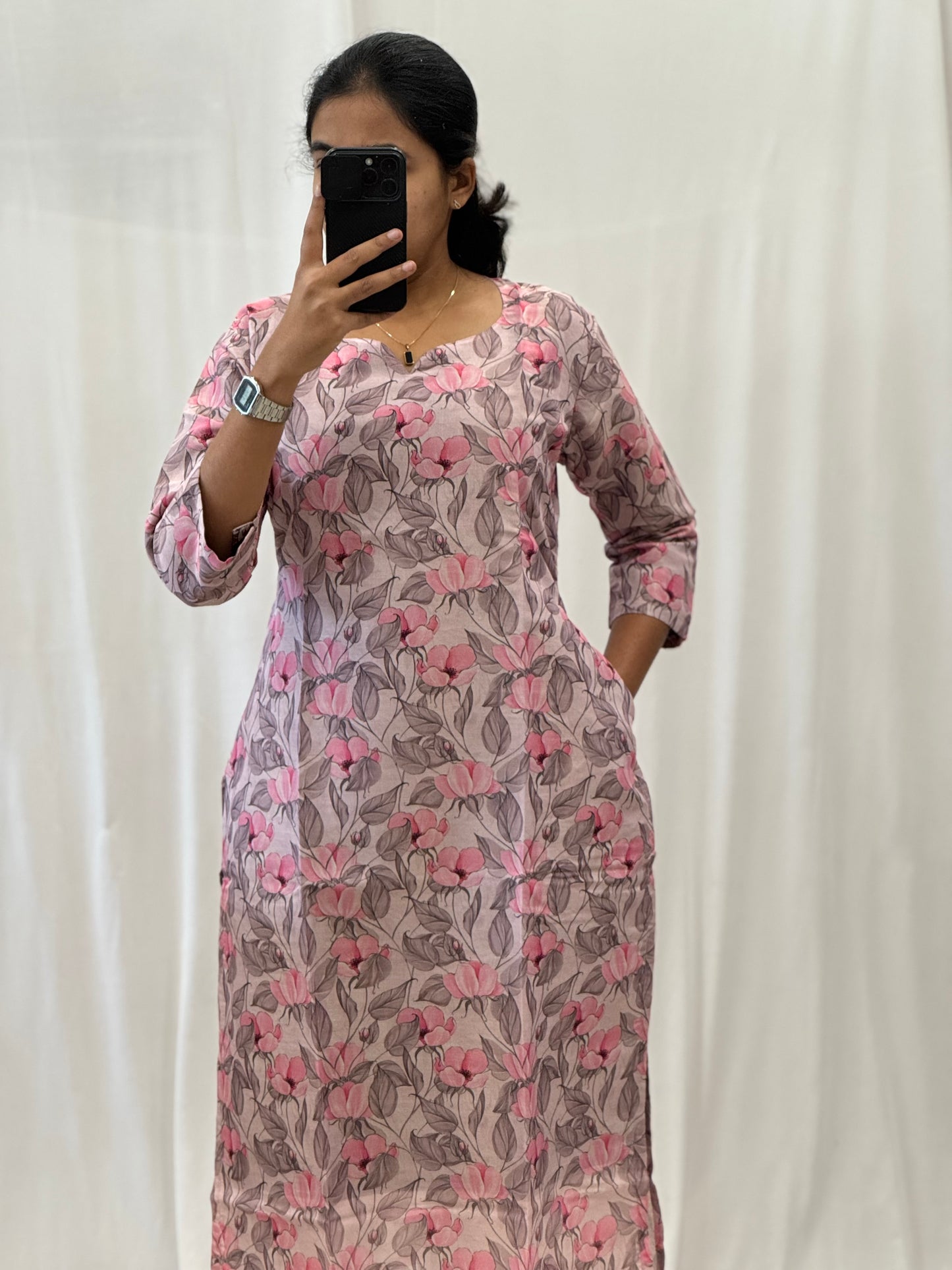 Tissue Chanderi Straight Kurti