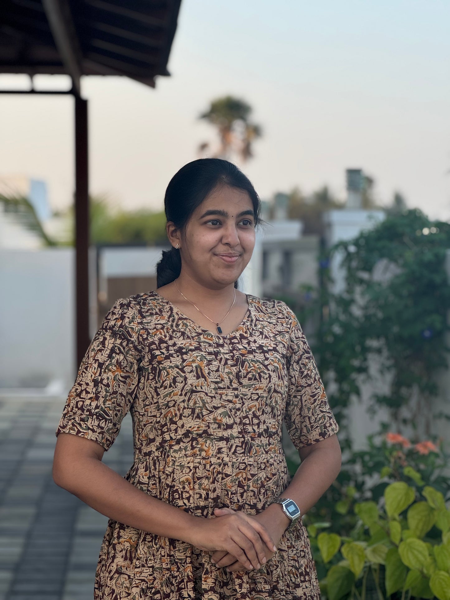 Maroon Kalamkari Cotton Maxi