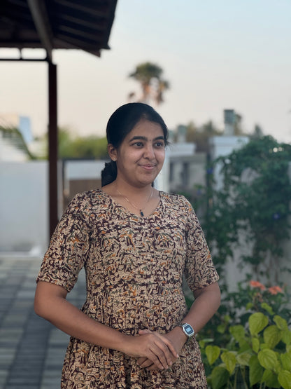 Maroon Kalamkari Cotton Maxi