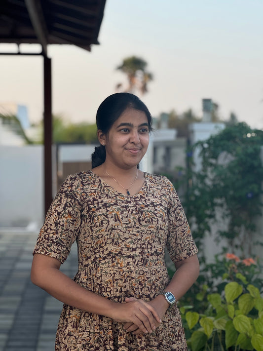 Maroon Kalamkari Cotton Maxi