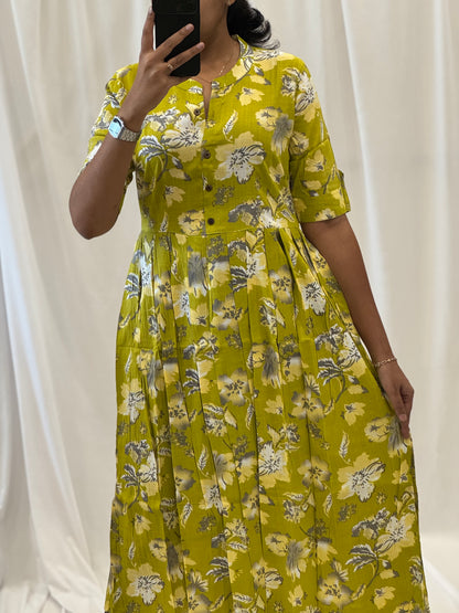 Cotton Umbrella Kurti with Chinese Collar