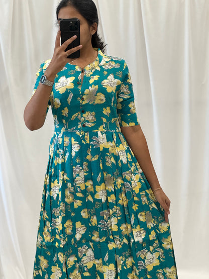 Cotton Umbrella Kurti with Chinese Collar