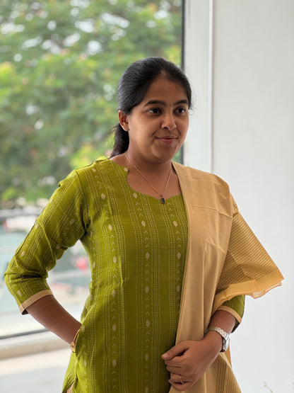 Parrot Green Handloom Cotton 3 Piece Set