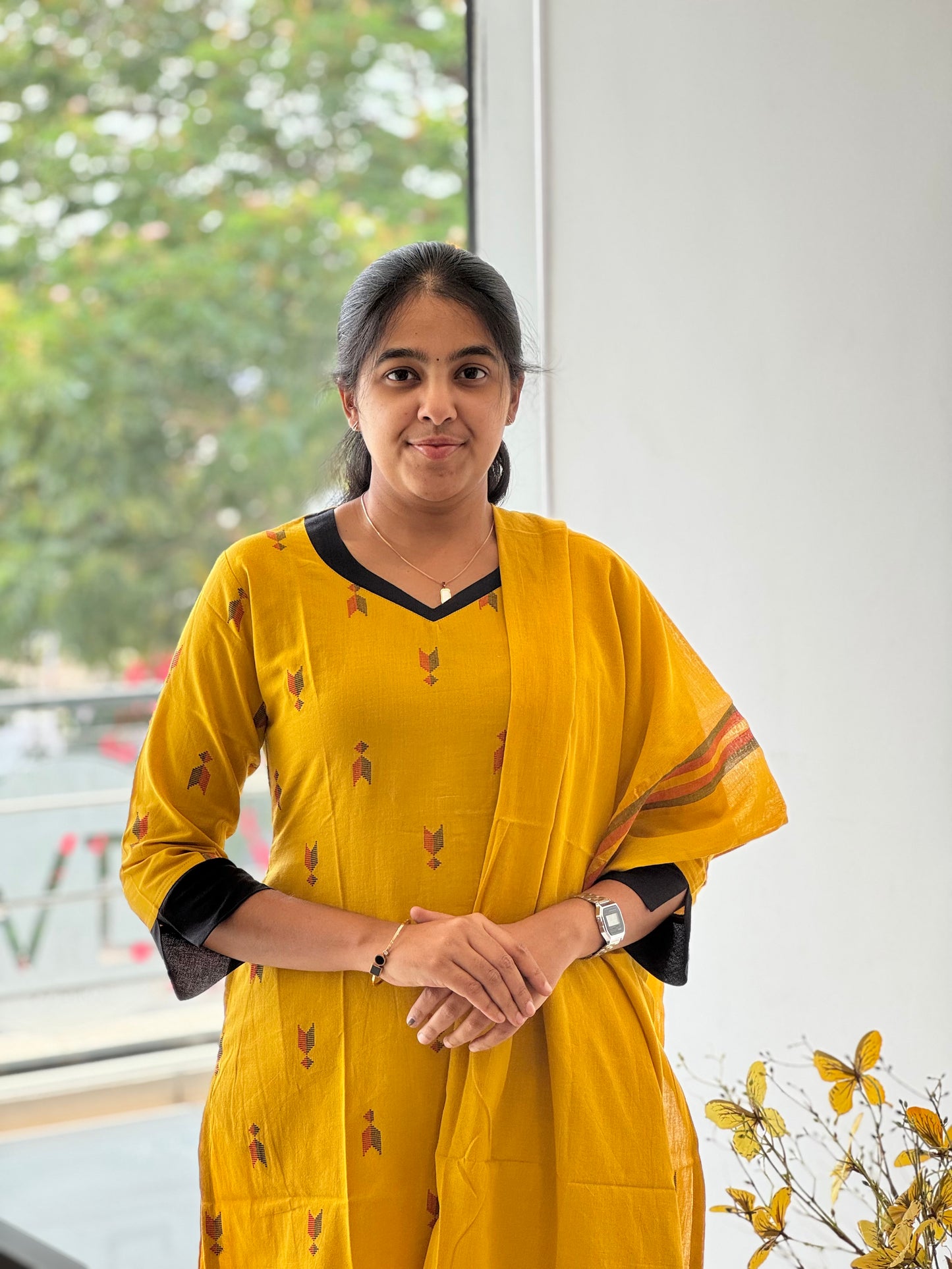 Mustard Gold Handloom Cotton 3 Piece Set