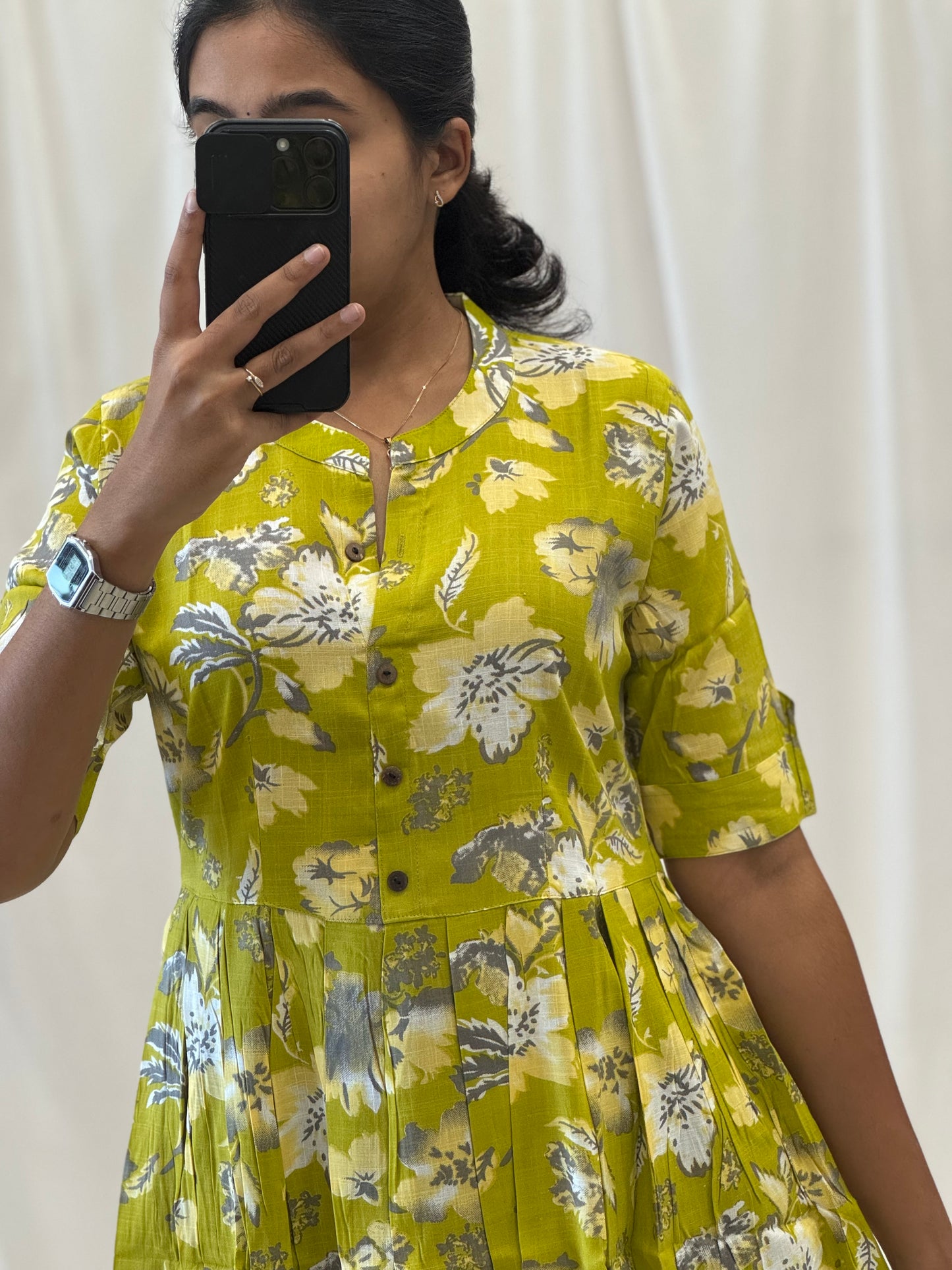 Cotton Umbrella Kurti with Chinese Collar