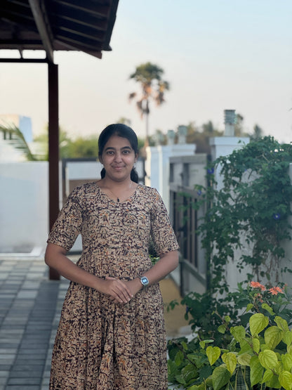 Maroon Kalamkari Cotton Maxi