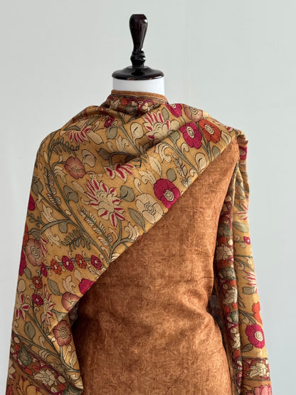 Ghicha Tussar Silk Suit with Kalamkari Dupatta