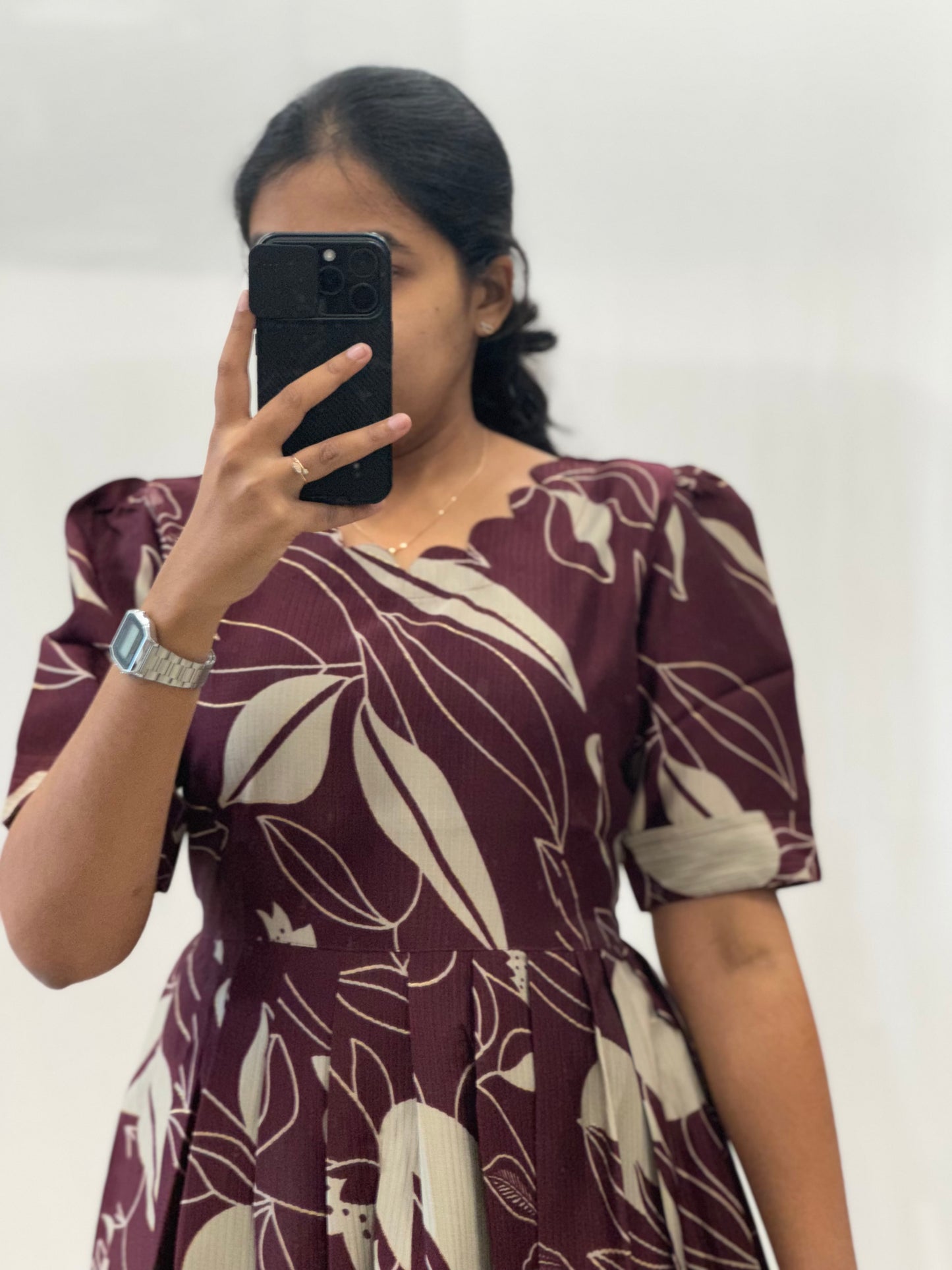 Textured Satin Rayon Umbrella Kurti