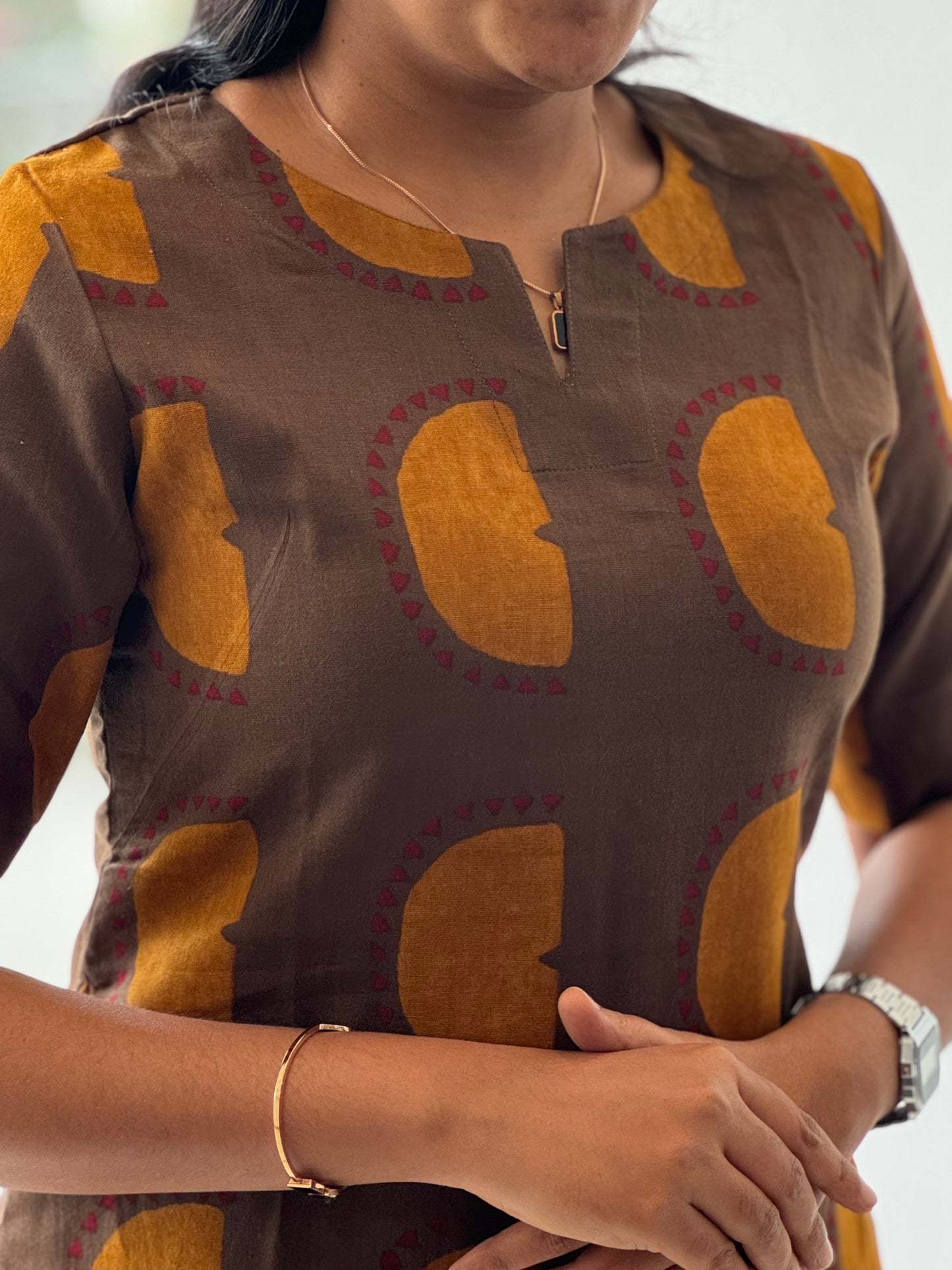 Brown & Yellow Cotton Co-Ord Set