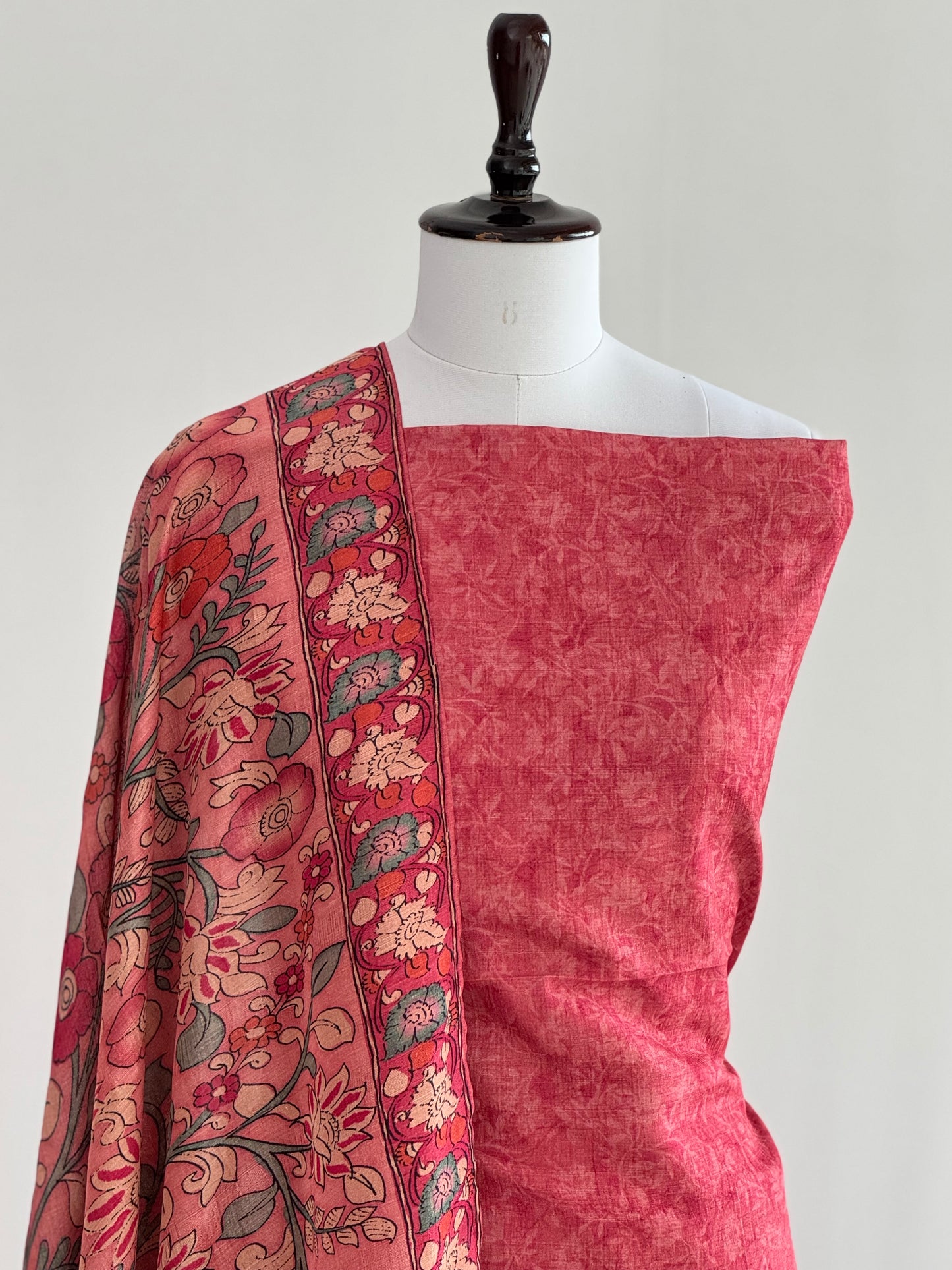 Ghicha Tussar Silk Suit with Kalamkari Dupatta