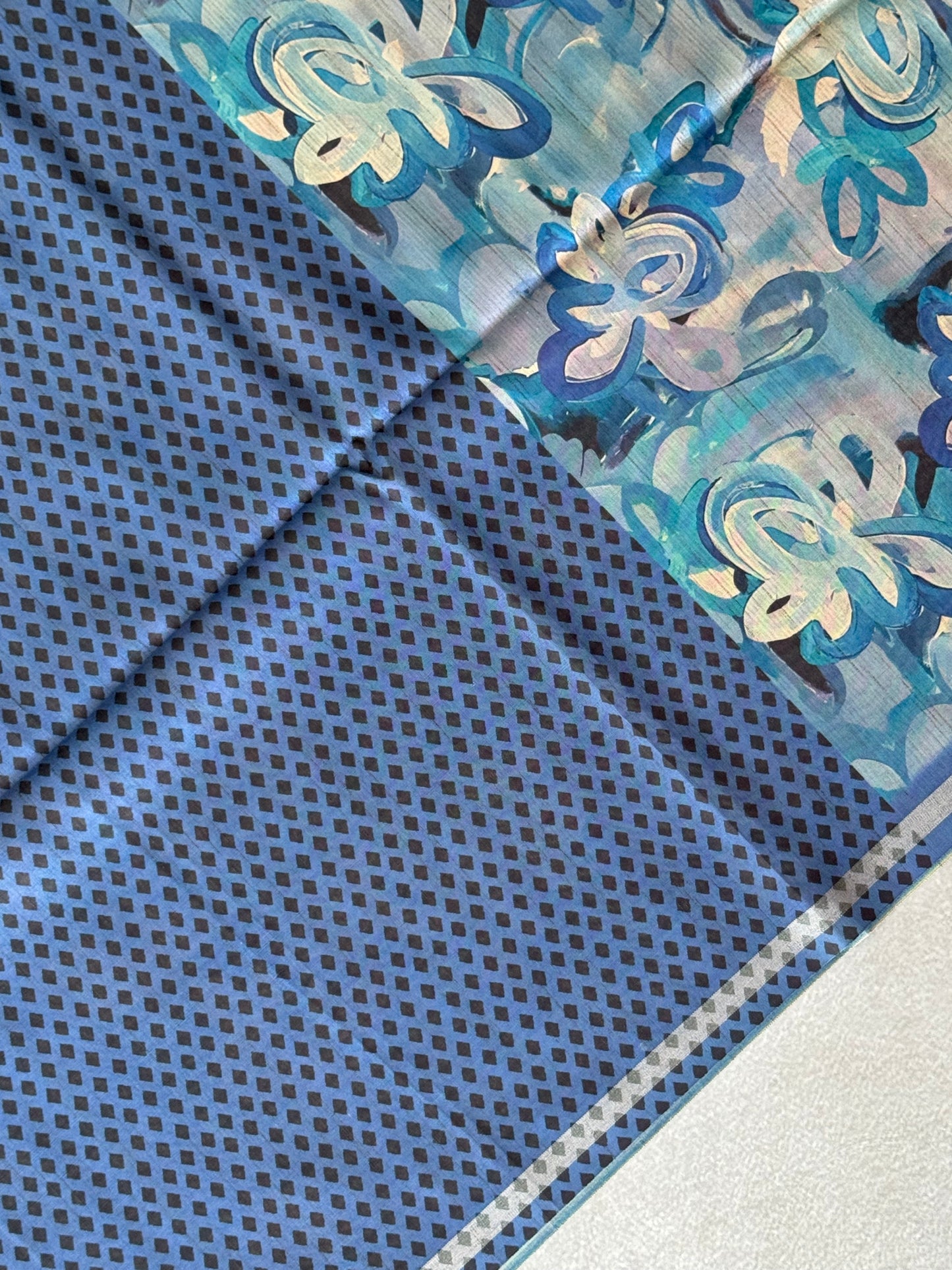 Brush Paint Printed Tissue Chanderi Saree