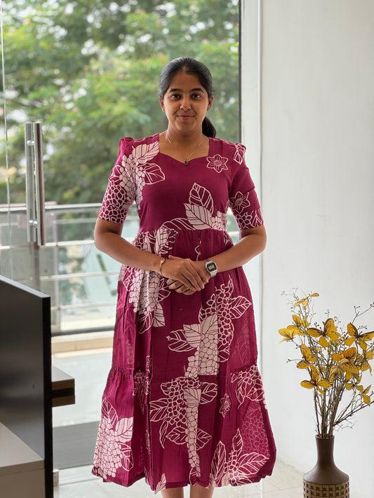 Floral Printed Two Tier Cotton Maxi