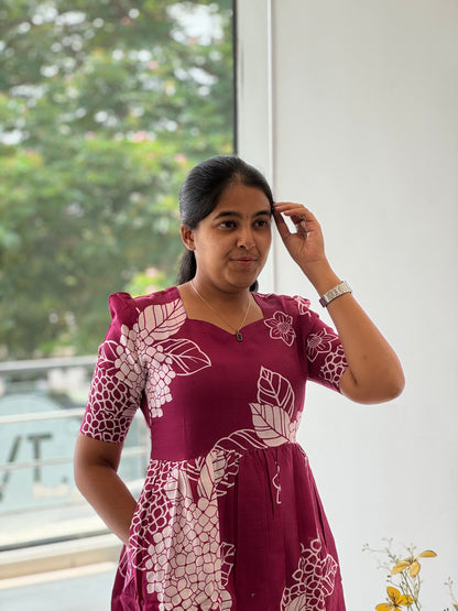 Floral Printed Two Tier Cotton Maxi