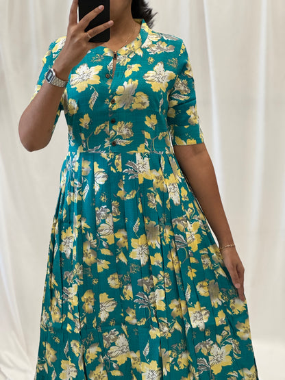 Cotton Umbrella Kurti with Chinese Collar