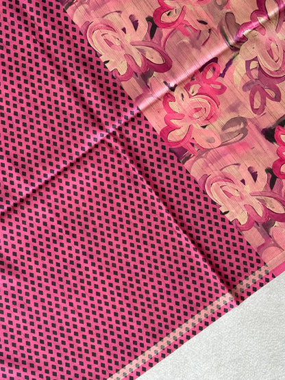 Brush Paint Printed Tissue Chanderi Saree