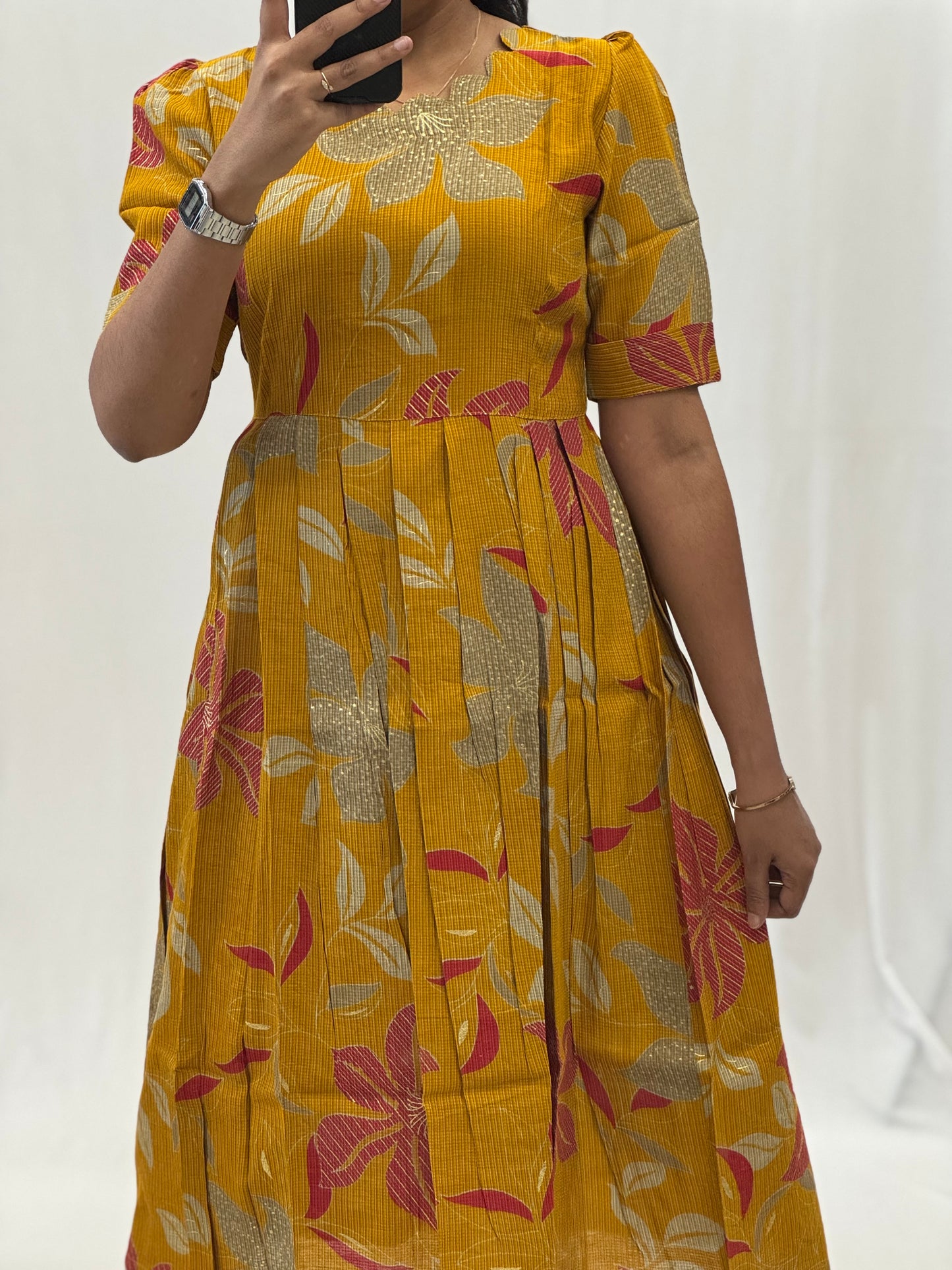 Satin Textured Umbrella Kurti