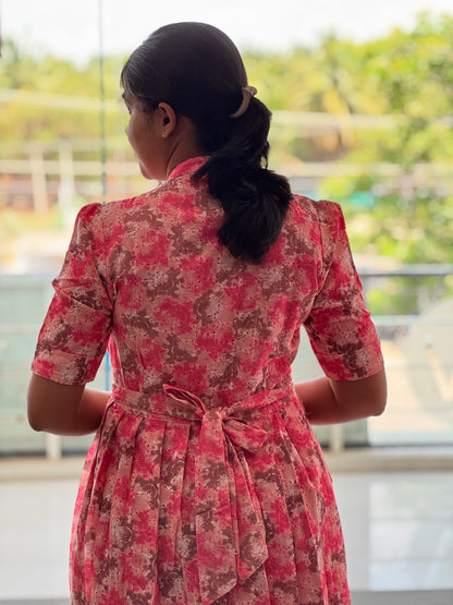 Pinkish Red Cotton Hakoba Maxi