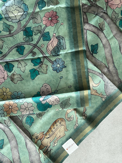 Pichwai Printed Semi Tusser Saree