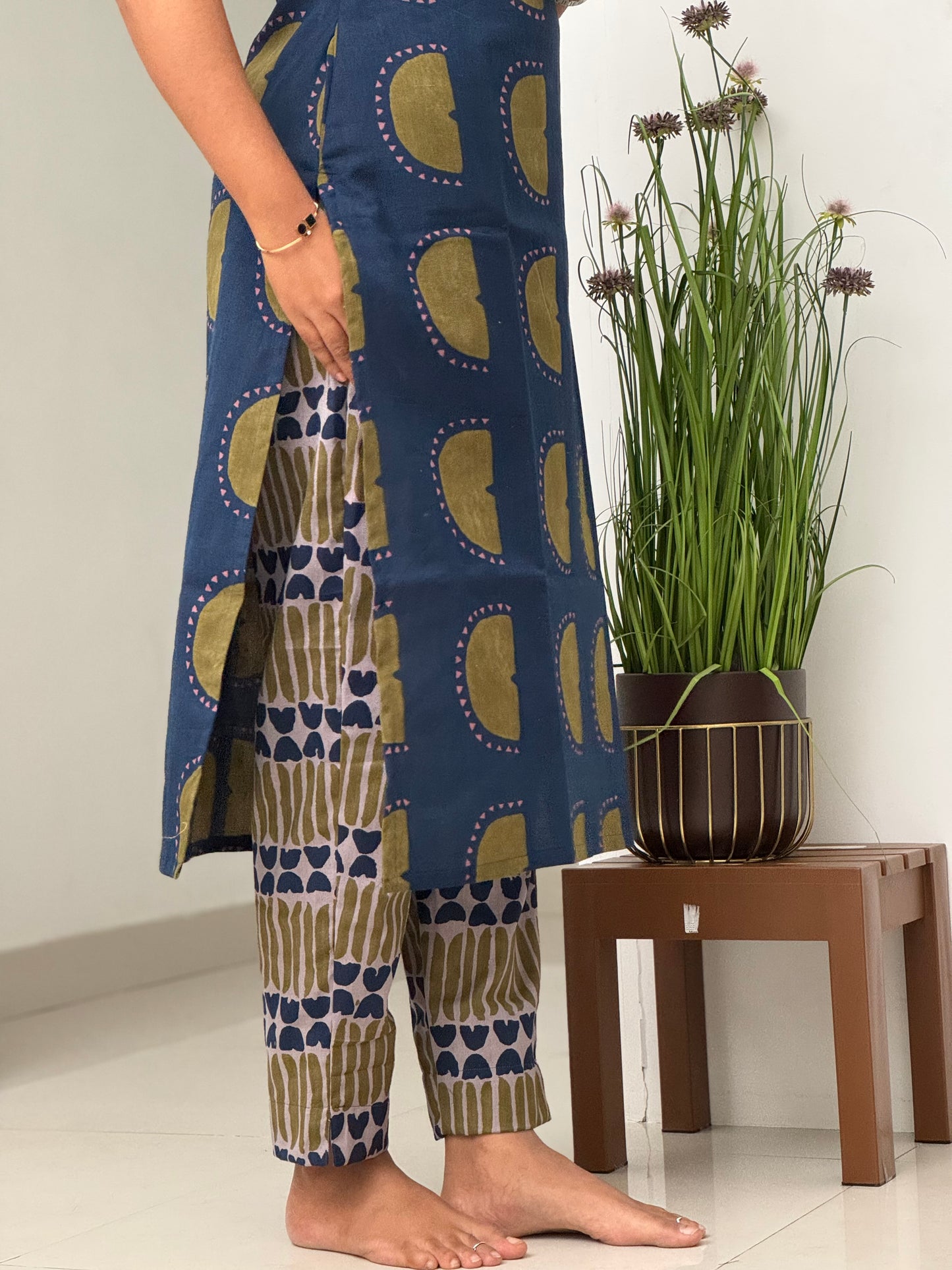Blue & Green Cotton Co-Ord Set