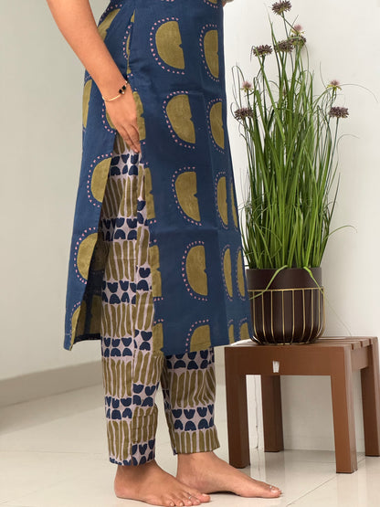 Blue & Green Cotton Co-Ord Set
