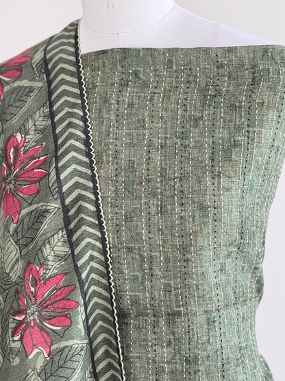 Handcrafted Kantha Ghicha Tussar Silk Set