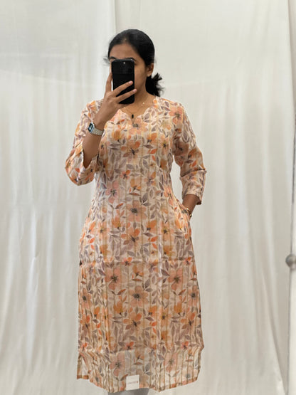 Zari Chanderi Straight Kurti