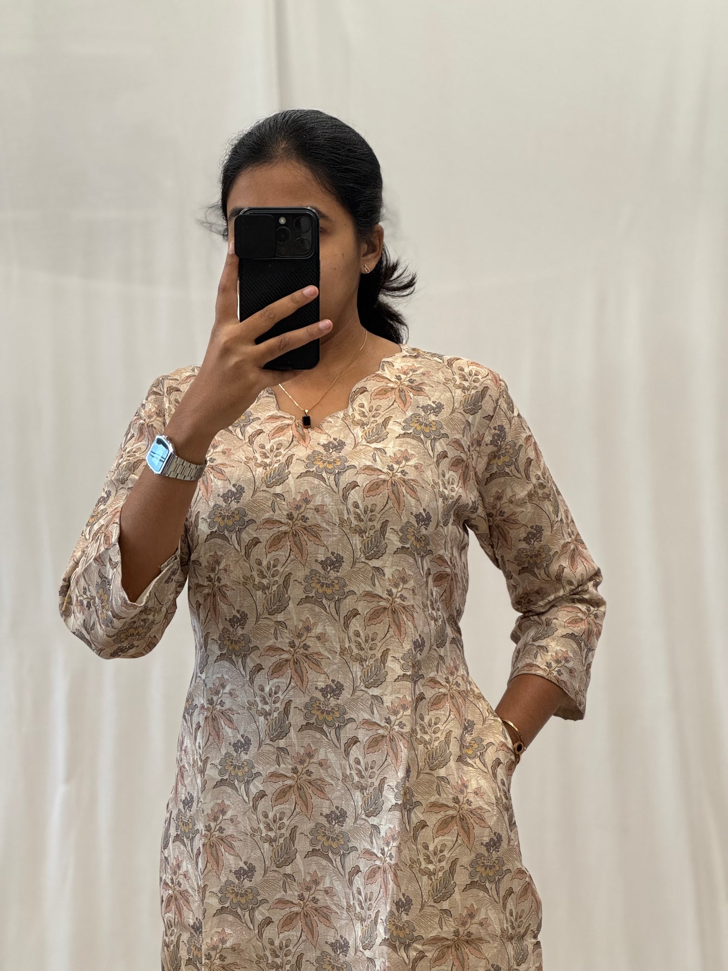 Tissue Chanderi Straight Kurti